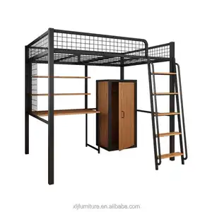 Grosir disesuaikan tempat tidur-Pabrik Grosir Kustom Tempat Tidur Tingkat Kasur Tingkat Logam dengan Penghalang Pelindung Tangga Aman