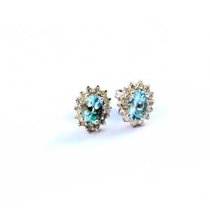 Wholesale 925 <b>Sterling</b> <b>Silver</b> Handmade <b>Hoop</b> Earrings High Quality Natural Aquamarine Diamond Gemstone for Weddings Gifts Factory - Product Image 1