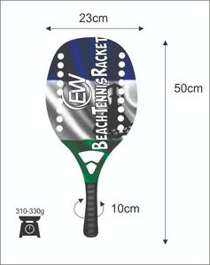 Raquettes de beach tennis avec face en fibre de carbone de 20 mm, poignée en fibre de carbone, filet en fibre de verre, poids 310-330 g, longueur 50 cm - Product Image 1