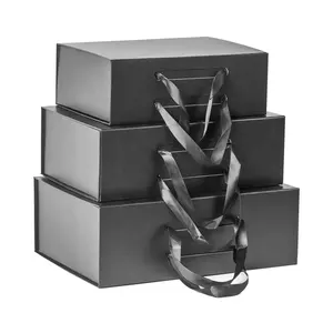Caixa de embalagem de embalagem para roupas, venda quente de caixas de embalagem magnética personalizada na cor preta