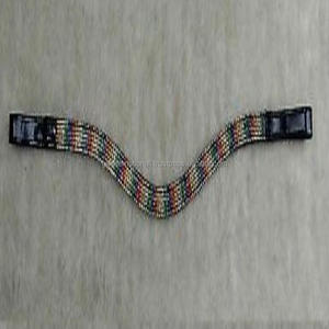 Banda de cuero negro Havana para cejas de caballo, con 8 filas, patrón de arcoíris decorativo, cristales y cadena de piedras, marrón o marrón oscuro - Product Image 2