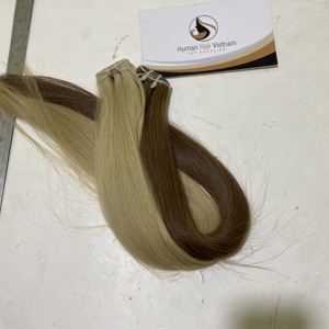 Venta al por mayor de fábrica grado 12A doble de la trama del pelo #6 y 60 seda de Color hueso recto cutícula alineada pelo - Product Image 2