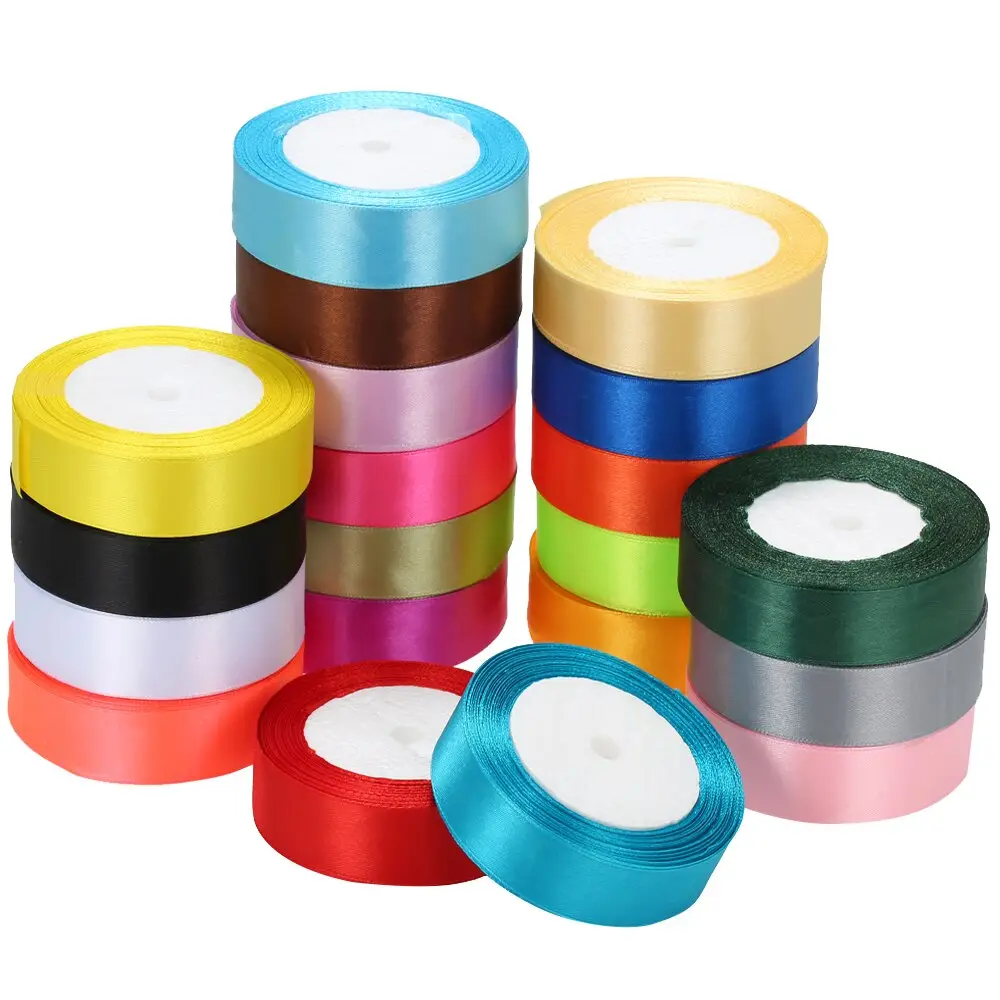 100Yards/Roll 2 Inch 50mm Red Satin Ribbon Wholesale White Black Gold Double Faced Satin Ribbon Pink Green Blue Bulk Poly Thin