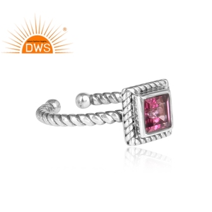 Bague en topaze rose, oxydée, en argent 925, fabriquée à la main, collection délicate, fabricant de bijoux - Product Image 3