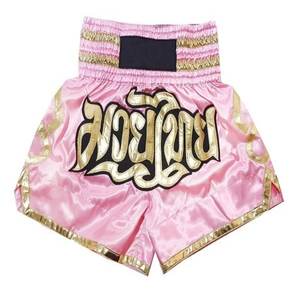 Pantalones cortos de poliéster de alta calidad para Kick Boxing Muay Thai, satén, color rosa - Product Image 1
