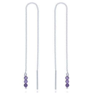 Amethyst Silver Plated <b>Threader</b> <b>Earrings</b> - Product Image 1