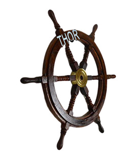 Beautiful 12\" Vintage Solid Wood Captain's Ship Wheel Nautical <b>Wall</b> <b>Decor</b> for Boat Polished Vintage Ship Wheel - Product Image 6