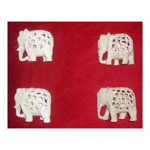 Чистый мыльный камень, вырезанные вручную скульптуры слона для украшения дома
