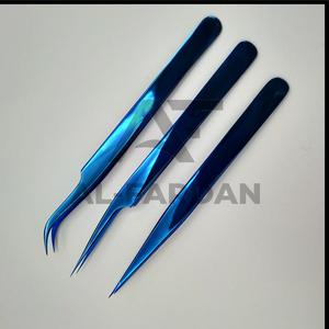 Titanium Plasma Blue <b>Eyelash</b> Extension Tweezers Solid Stainless Steel Smooth Grip with Pointed Tip and <b>Magnetic</b> Cases - Product Image 6
