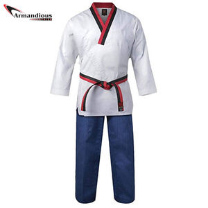 Uniforme de Taekwondo unisexe WTF de haute qualité/Dobok/Kimono Matériau en coton avec logo personnalisé Service OEM disponible en ensembles - Product Image 6