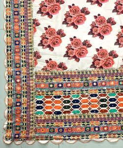 Diseñador pesado bordado perla trabajo 5,5 Metros sari rojo con 1,0 metros blusa de longitud completa señoras ropa de fiesta por Alphanumero - Product Image 4