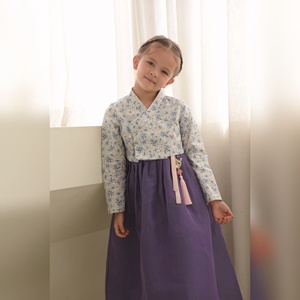 2021 NEW Spring Fall Kids Girls <b>Korean</b> Traditional Hanbok <b>Dress</b> Purple Colorful - Product Image 3
