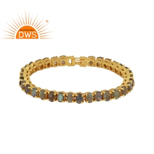18K Yellow Gold Plated Sterling Silver Jewelry Supplier Labradorite <b>Gemstone</b> <b>Bracelet</b> Silver Jewelry Wholesaler - Product Image 1