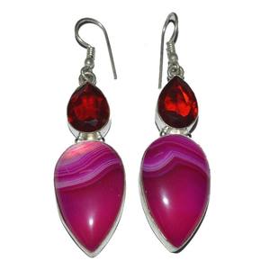 Pendientes de piedras preciosas de ónix rojo chapados en plata Unisex estilo religioso clásico con abalorios de ágata Esmeralda perla diamante - Product Image 1
