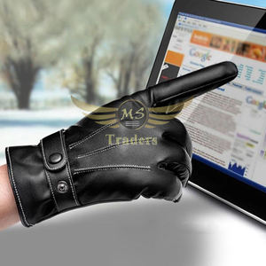 Nouveauté, sport de plein air personnalisé, conduite, gants d'hiver à écran tactile pour hommes, en cuir PU épais et chaud, résistant au froid - Product Image 6