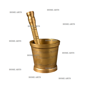 Home Arts-Lot de 3 mortiers et pilons de différentes tailles faits à la main en laiton poli doré de forme ronde - Product Image 4
