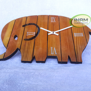 INAM HANDICRAFTS Polished Wooden <b>Elephant</b> Wall Clock Handmade Animal Shape Modern Home <b>Decoration</b> - Product Image 4
