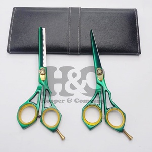 Ensemble de ciseaux de cheveux de haute qualité barbier à usage spécial pour la coupe de cheveux en acier inoxydable bleu ciseaux de coiffeur Logo vison durable - Product Image 2