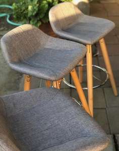 Muebles de lujo Colección moderna Asiento de tela con patas de madera Silla de bar, restaurante y silla de Bar de pub - Product Image 4