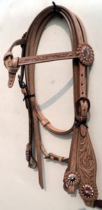 Headstall en cuir occidental personnalisé le plus vendu avec outillage à la main et rênes gravées pour fabricant de chevaux - Product Image 2