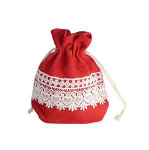 Pochette écologique en lin biologique avec logo personnalisé imprimé toile de jute sac cadeau avec cordon de serrage poignées sacs à provisions à motifs unis - Product Image 2