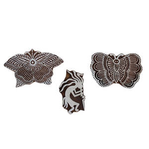 Bloques de impresión de madera mixta artesanía marrón textil Sari tela lienzo sello indio Floral en línea nuevo diseño - Product Image 1