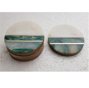 Ensemble de sous-verre joint en marbre, dernière conception de résine, 6 pièces, un ensemble d'accessoires cadeaux, boîte OEM classique personnalisée - Product Image 4