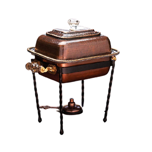 Réchaud martelé en cuivre avec support en fer Forme et taille personnalisées Réchaud pour la vaisselle à la maison - Product Image 6