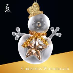 Décoration de Noël Nouvel An Givré/Or Acrylique Sourire Bonhomme de Neige Ornement - Product Image 2