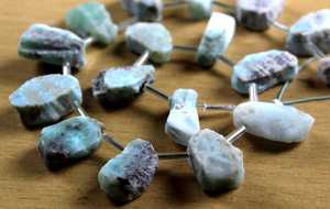 ลูกปัดอัญมณีลาริมาร์สีน้ำเงิน21ชิ้นรูปทรงไม่สม่ำเสมอตามธรรมชาติพร้อมสว่านเจาะด้านบนหยาบสำหรับการทำเครื่องประดับ - Product Image 3