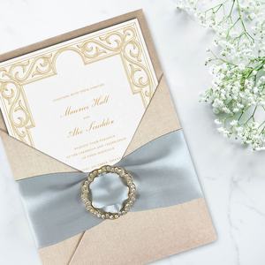 Seda de lujo Guardar la fecha Titular de la tarjeta de bolsillo Decoraciones de la boda - Product Image 2