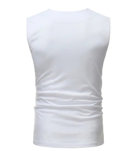 Alta calidad 95% algodón 5% Elastano sin mangas Muscle Tee hombres escote redondeado Athletic Fit Plain White Workout Tank Top - Product Image 2