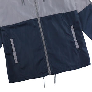 Chaqueta deportiva personalizable para hombre, con capucha y cremallera completa, cortavientos ligero e impermeable de piel de oveja, prendas de vestir informales de otoño en gris marino - Product Image 6
