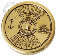 Boussole Calendrier Nautique en Laiton Doré, Design Gravé Circulaire, Décoration d'Intérieur, Style Antique, 2 Pouces