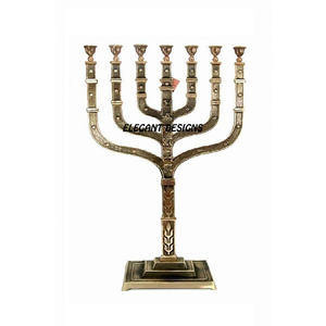 Bougeoir Menorah en laiton fait à la main de haute qualité Design Unique église argent décoration d'événement indien meilleur vendeur autre - Product Image 2