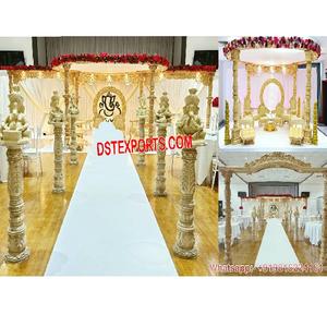 Mandap de Boda de Lujo Avni para Ceremonia, Aspecto de Madera, Fibra, Mandap de Vidhi para Bodas, Mandapam Grande para Bodas del Sur de la India, Nueva York - Product Image 1