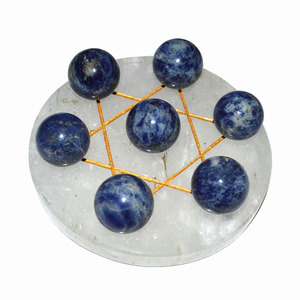 Base de Cuarzo Cristalino con Bola de Sodalita a Bajo Precio |   Base de Cuarzo Cristalino con Bola de Sodalita, Cristal para Sanación Metafísica - Product Image 1
