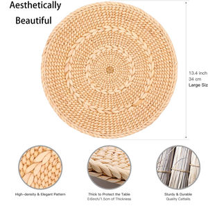 Set de table rond en jacinthe d'eau naturelle tressée, écologique, emballage carton, pour hôtels, vente en gros - Product Image 4