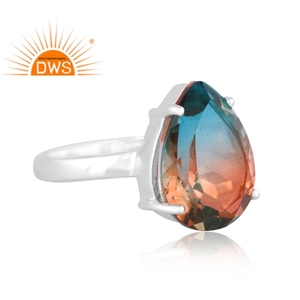 Newly Designer Fine Sterling Silver Natural Bio Alexanderite Doublet <b>Quartz</b> Gemstone Stackable <b>Ring</b> Jewelry Manufacturer - Product Image 3