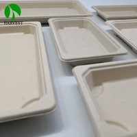 Boîte alimentaire jetable en bagasse biodégradable, imperméable, anti-huile et anti-buée pour sushis à emporter, diverses tailles