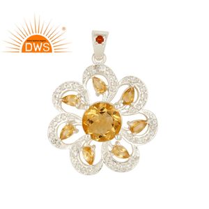 Anillo de plata fina con gema de topacio citrino para mujer, joyería con diseño Floral, venta al por mayor, fabricante - Product Image 1