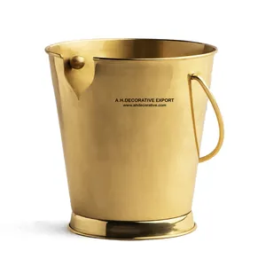 Top Quality Gold Plated Ice Bucket With Handle For Beer Bottle For Bar Wholesale Supplier Metal Wine Cooler Bucket For Sale