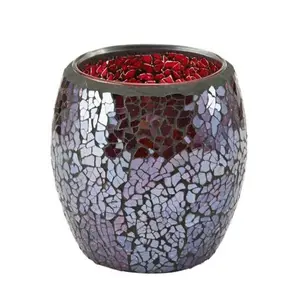Suporte de vela para artesanato, vela clássica artesanal de vidro artesanal de mosaico para iluminação de casa votiva