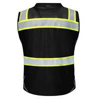 Gilet de sécurité réfléchissant noir personnalisé, Logo de société avec poches, couleur fluorescente, gilet de sécurité de classe 2