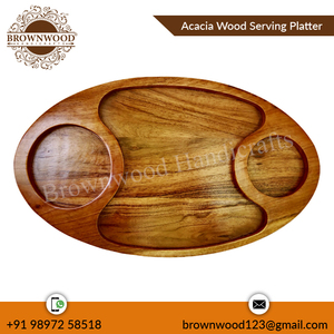 Plateau de service en bois d'acacia massif 15X9 pouces Design attrayant fait à la main pour les fournitures de restaurant et d'hôtel Plateaux d'immersion en bois - Product Image 5