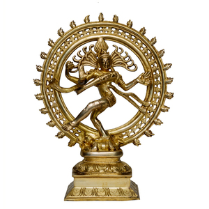 Estatua de latón tradicional hecha a mano de Shiva (Nataraj) de Nepal |   Escultura Decorativa Religiosa y Cultural de Color Personalizado - Product Image 1