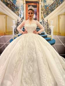 ชุดราตรียาวหรูหราผ้าชีฟองสำหรับผู้หญิง,ชุดเดรสไปงานแต่งชุดเจ้าสาวผ้าซาตินหรูหราสไตล์ตุรกี - Product Image 3