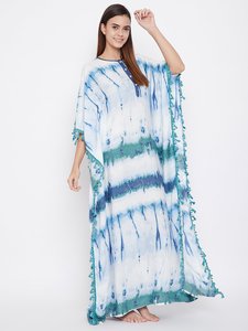 Atractivo de longitud completa suelto bohemio Tie Dye Lady Beach mujeres que fluyen Kaftan para veranos Kaftan - Product Image 3