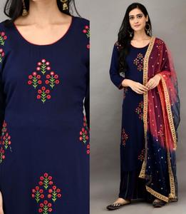 Plus belles tenues de soirée en soie rayonne coton imprimé femmes indiennes Kurti Prêt à porter pas cher bas prix en gros Surat Apparel - Product Image 4