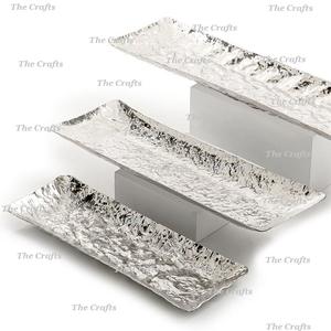 Lot de 3 plateaux à chocolats de tailles différentes en aluminium couleur argent pour salade de service à des prix abordables - Product Image 4